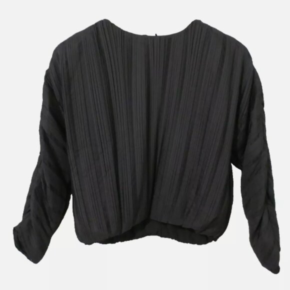 Pamela Milano Blouse Women's Pinch Pleated Black Taffeta Size S NWT - Picture 1 of 6
